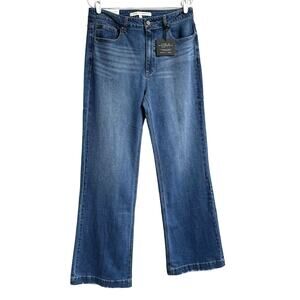 Women's DYI Distressed Denim High Rise Wide Leg Cotton Blend Light Wash Jeans 31